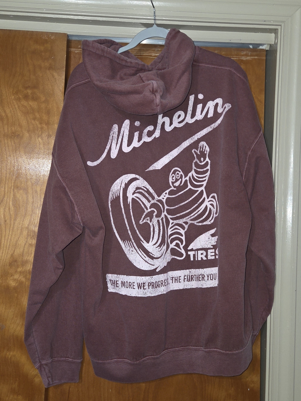 Michelin Men's Hooded Sweatshirt in Faded Burgundy